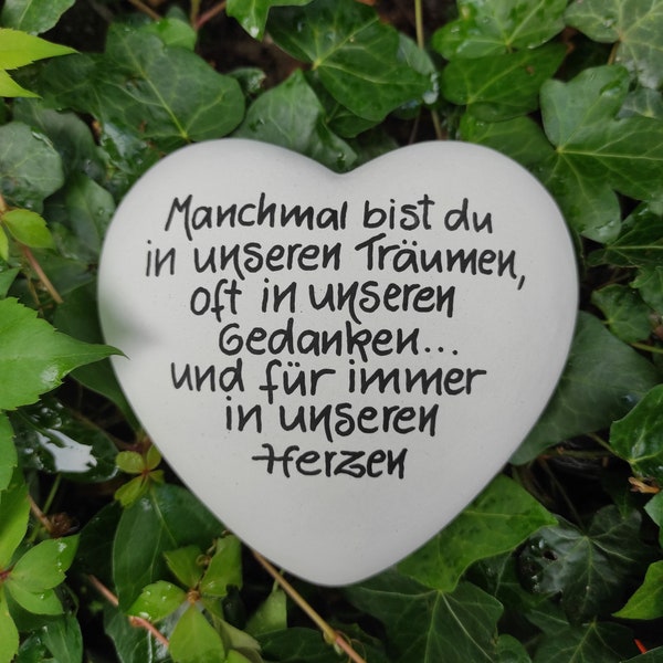 Grabschmuck, Herz, Beton, Gedenkstein, Trauer, Grabstein, Urnengrab,Spruch