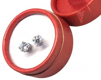 GRA Certified Moissanite Solitaire Stud Earrings 1.20Ct Round 925 Sterling Silver Push Back