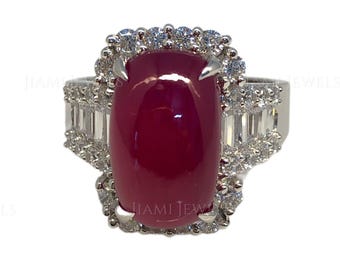 Art Deco Simulated Ruby Ring: Vintage Style 925 Silver Cocktail Ring
