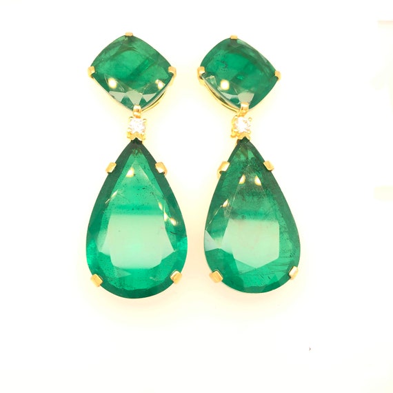 Sterling Silver Earrings Angelina Jolie Inspired Emerald CZ