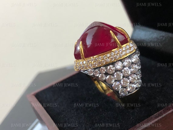 Großer 25 Karat Zuckerhut Trillion Cut Rubin Simulant Diamant Statement Art  Deco Filigran Ring 14K Gelb Gold Finish 925 Silber Schmuck - Etsy.de