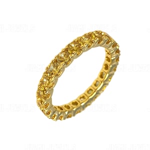 Canary Yellow Simulated Diamond Eternity Band Ring, 14k Yellow Gold Finish, Sterling Silver