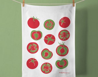 Tomato Tea Towel, Tomato Hand Towel, Kitchen Towel, Dish Towel, 100% Cotton, Kitchen Decor, Garden Decor