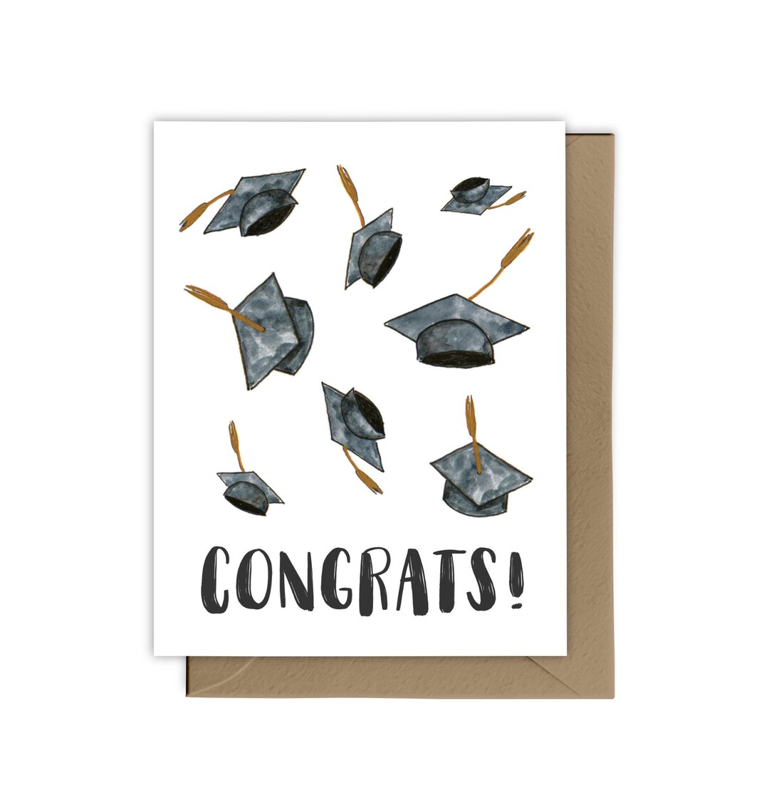 Graduation Card, Congrats, Congratulations, Graduation Caps - Etsy