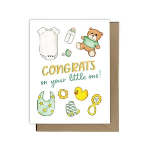 Congrats On Your Little One Card, New Baby Card, Congratulations Card, Baby Shower Card