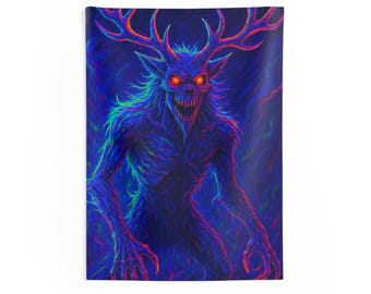 Neon Wendigo inomhusväggtapet | Skräckmonsterskog