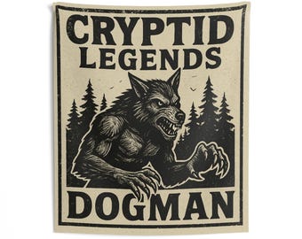 Dogman-gobeläng | Kryptidiga legender, väggbonad med varulvsskog