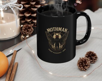 Mothman-mugg | Urban kryptid-estetik | Paranormala fans och skräckälskare | Point Pleasant 1966-scen | Presentkaffekopp