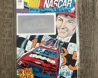 Vintage Bill Elliott Comic Book HOLOGRAM ed. VORTEX comics - Million Dollar Bill- The Legends of Nascar '90's era