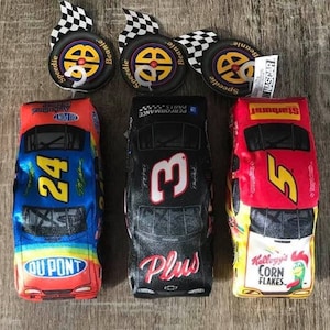 Lot of 3 Speedie Bean Bag Stuffed Toy Car #5 Kellogg's Corn Flakes Labonte #24 Dupont Gordon #3 Earnhardt w/ Tags Stocking Stuffer