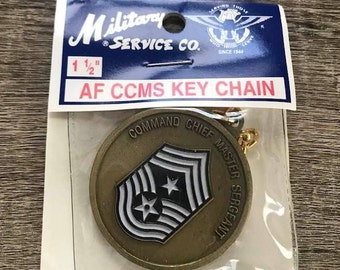 USAF CCMS Keychain Challenge Coin Style Vintage Command Chief Master SGT