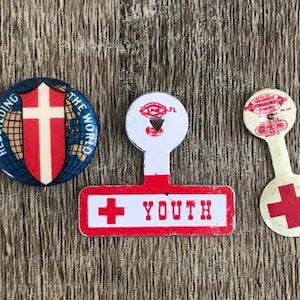 Vintage WWII Red Cross pin and tabs lot (8) 3 pins
