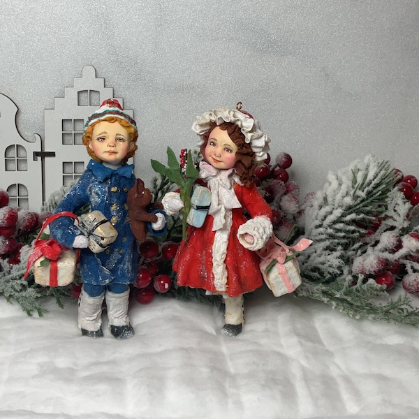 spun Christmas cotton ornament,vintage children Christmas,hanging wool toy,retro Christmas,Victorian Christmas,antique dolls,handmade decor