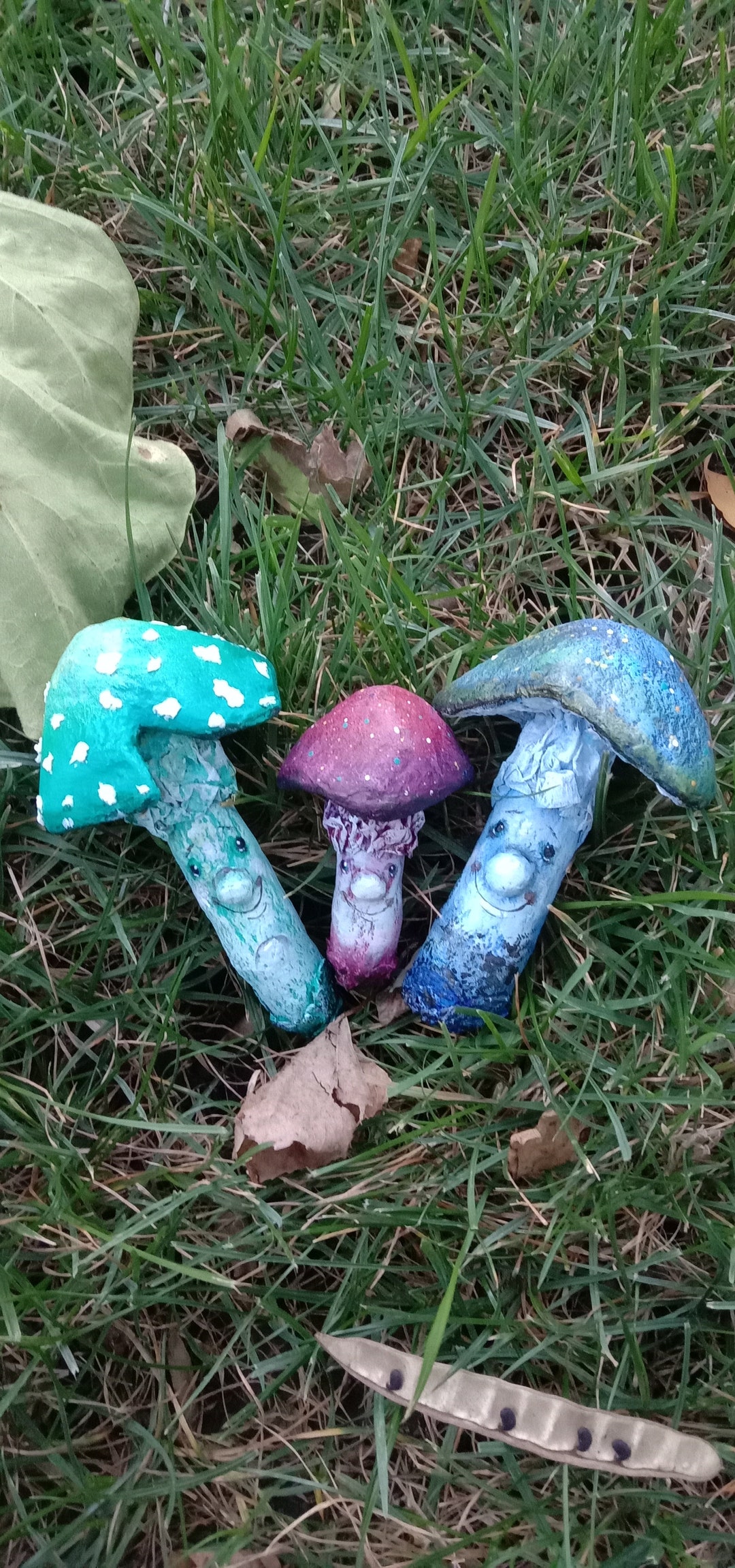 Paper Mache Mushrooms Toys Set of 3 Handmade Mushroomsspun Etsy