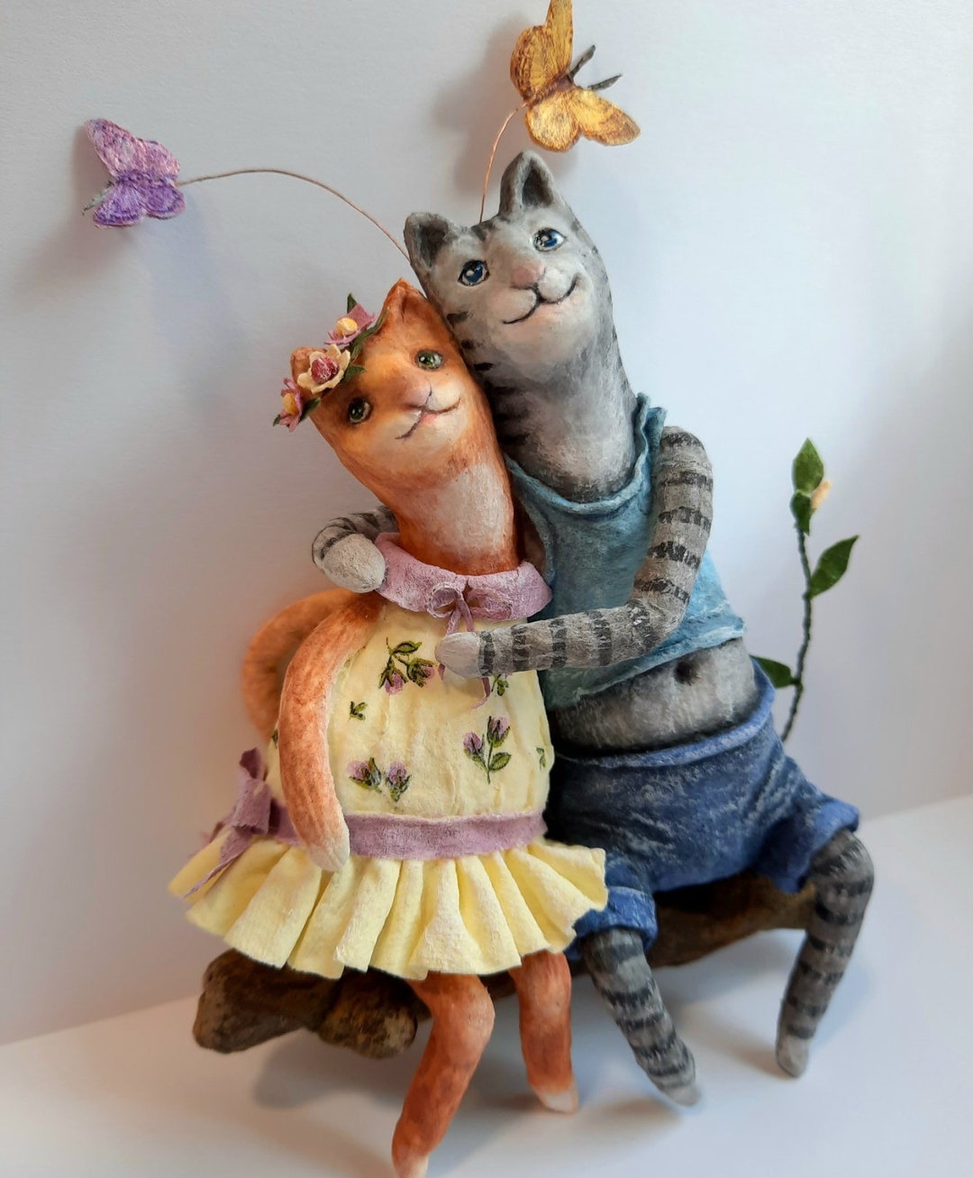 Cotton Ornament Cats in Love, Cotton Toy for Home, Christmas Tree