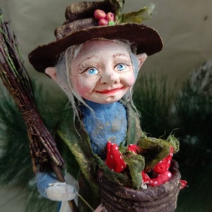 Ornamento natalizio in cotone filato, giocattolo di strega in cotone, giocattolo di Halloween, strega da interni, giocattolo ecologico, giocattolo di strega, regalo di Natale, bambola da collezione, vintage
