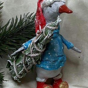 Oca ornamentale di cartapesta, arredamento di anatra, statuetta di uccello, regalo di anatra, regalo per insegnante, bambola d'arte di Capodanno, giocattolo dell'albero di Natale, ornamento di cigno