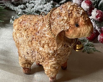 Spun cotton christmas sheep,lamb figurines,farm animal,victorian sheep ornament,vintage style decor,1950s Christmas,vintage handmade sheep