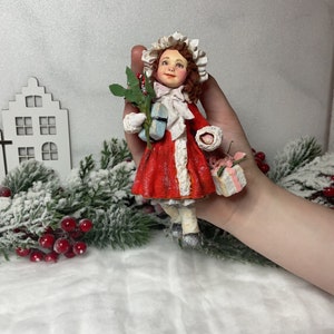 spun Christmas cotton ornament,vintage children Christmas,hanging wool toy,retro Christmas,Victorian Christmas,antique dolls,handmade decor