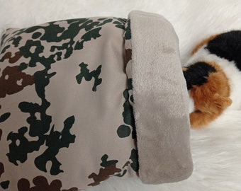 Cuddly things 30 x 30 cm, guinea pigs, rats, mice, guinea pigs hammock, cuddly bag, house, cave, tunnel, tube, camouflage, beige, green