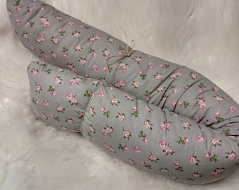 WINDSTOPPER,DRAUGHT STOPPER 90 cm,Air Stopper,Cold Stop,Doorstop,Bed Snake,Snake,Pillows,White,Pink,Grey,Roses,Flowers,Country House Style
