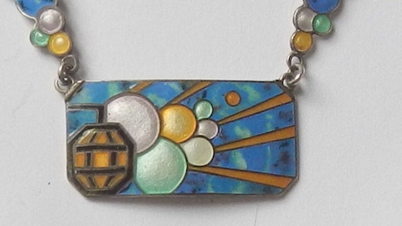 SALE 1930's Art Deco Enameled Bubble Necklace!