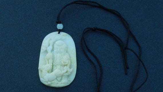 Cool Carved Stone Asian Pendant Necklace Etsy Singapore