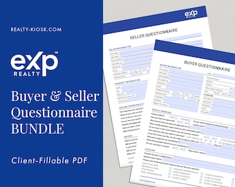 EXP Realty Bundle, Buyer Questionnaire, Seller Questionnaire, Buyer Intake Form, EXP Realtor Marketing, Fillable PDF