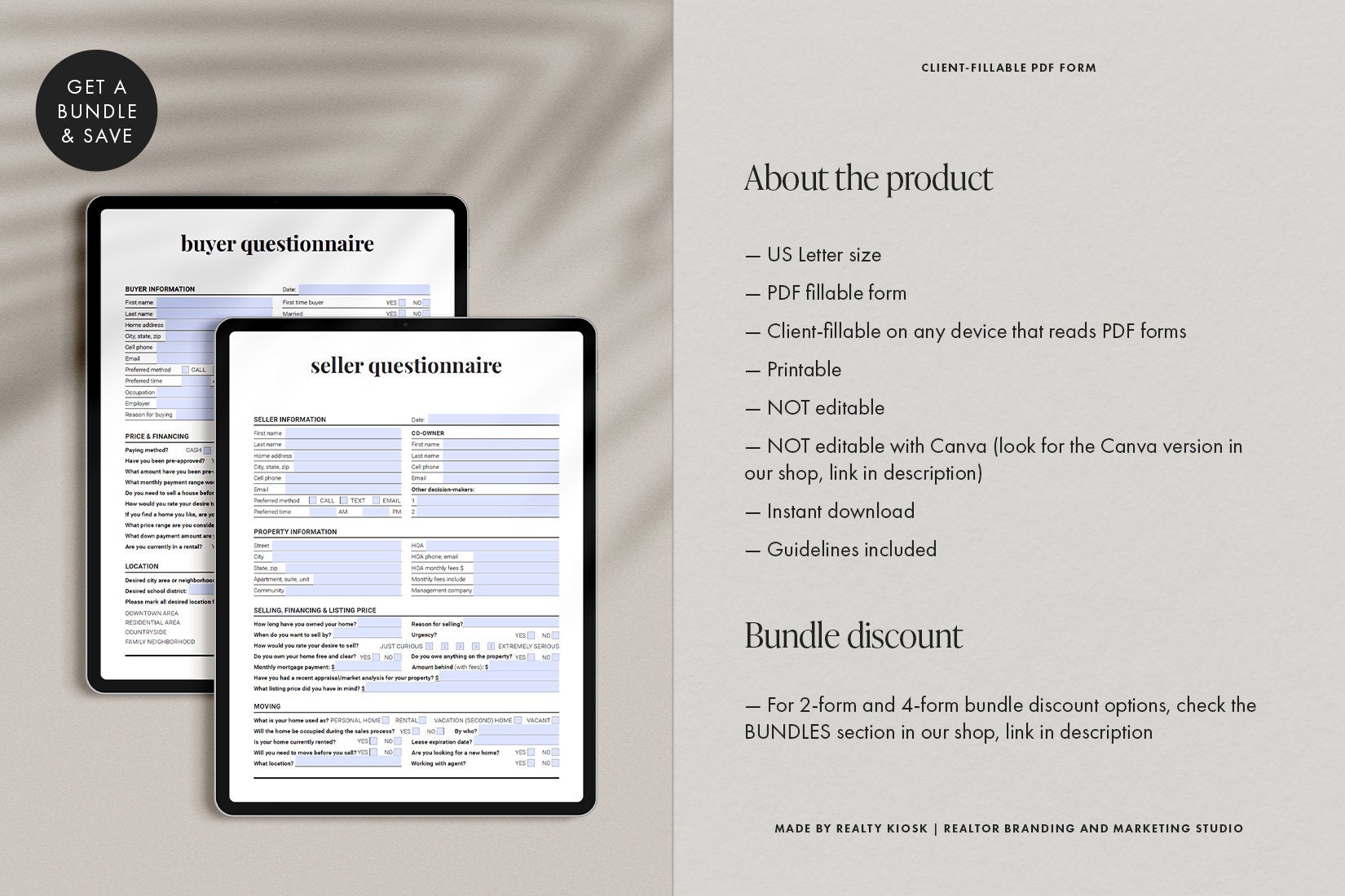 Fillable Real Estate Home Buyer Questionnaire Buyer - Etsy