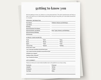 Conociéndote, Admisión de clientes, Cuestionario para clientes, Conozca mejor a sus clientes, Marketing inmobiliario, Presentación de clientes, Canva