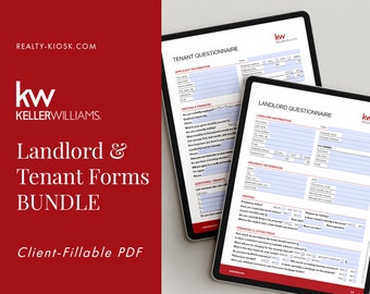 Keller Williams Real Estate Bundle, Landlord Questionnaire, Tenant Questionnaire, Landlord Intake Form, KW Realtor Marketing, Fillable PDF