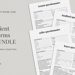 Real Estate Bundle, Buyer Questionnaire, Seller Questionnaire, Client Consultation, Landlord Form, Tenant Questionnaire, Property Management
