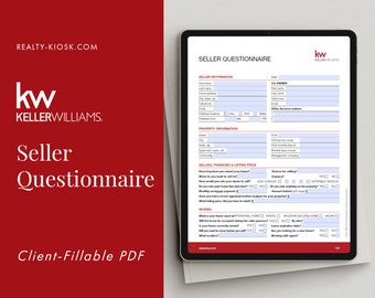 Keller Williams Seller Questionnaire, Home Seller Intake Form, KW Realtor Marketing, Real Estate Form, Pre-listing Survey, Fillable PDF Form