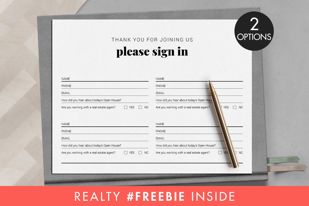 Open House Sign in Sheet, Open House Guest Sign In, Sign in Sheet ...
