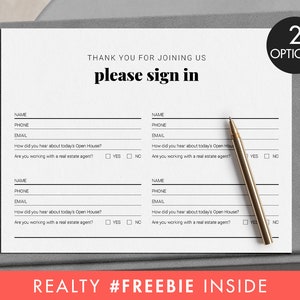 Open House Sign in Sheet, Open House Guest Sign In, Sign in Sheet ...