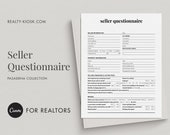 Canva Real Estate Seller Questionnaire, Seller Intake Form, Client Consultation, Seller Package, Real Estate Questionnaire, Canva Template