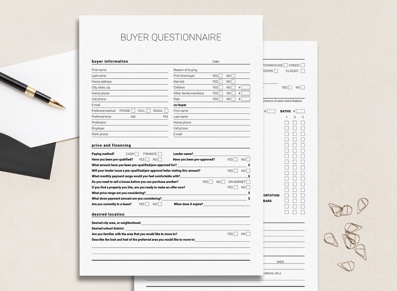Real Estate Buyer Questionnaire Buyer Consultation Form Etsy