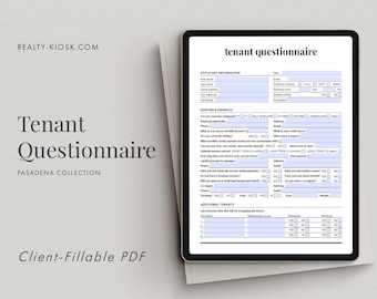 Tenant Questionnaire Form.pdf Tenant Lease Questionnaire, Real Estate Screening (printable PDF) - Etsy