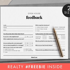 Open House Feedback Form, Guest Feedback Form, Open House Questionnaire, Feedback Form Printable Pdf, Realtor Printable, Client Tracker Form