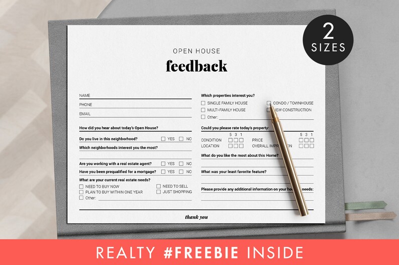 Open House Feedback Form, Guest Feedback Form, Open House Questionnaire ...