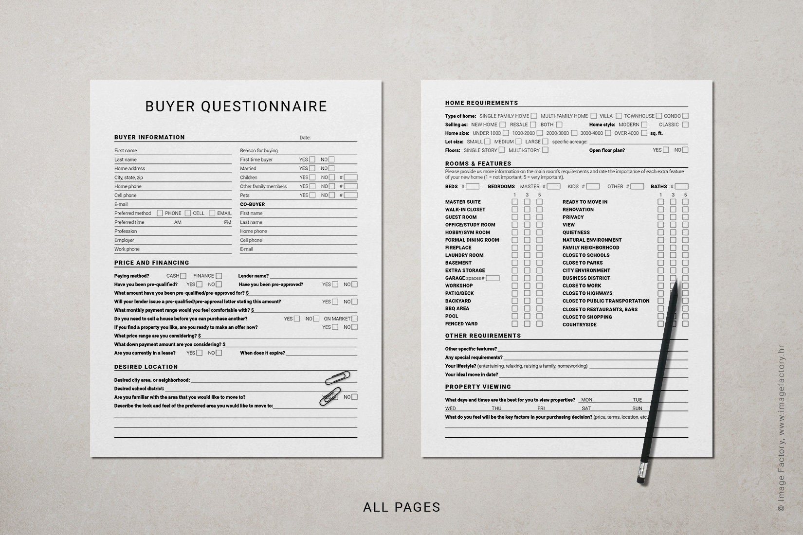 Real Estate Buyer Questionnaire Buyer Consultation Form Etsy