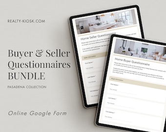 Formulario de admisión de comprador y vendedor de viviendas, formulario web de bienes raíces, cuestionario de comprador, cuestionario de vendedor, marketing de agentes inmobiliarios, formulario de Google