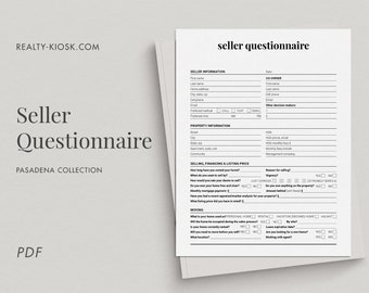 Cuestionario del vendedor de bienes raíces, Formulario de cuestionario del cliente, Formulario de consulta del vendedor, Formulario de bienes raíces, Cuestionario de bienes raíces, PDF