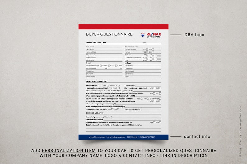 Re/Max Real Estate Buyer Questionnaire Remax Balloon Real ...