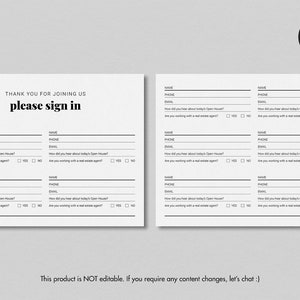 Open House Sign in Sheet, Open House Guest Sign In, Sign in Sheet Printable, Open House ...