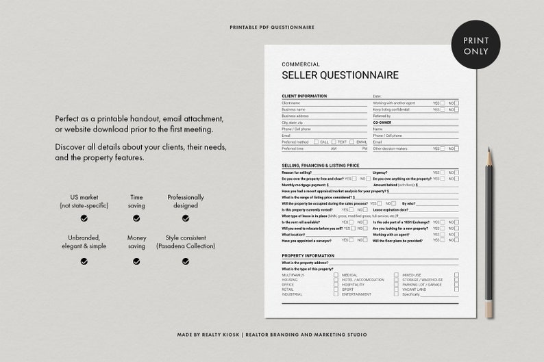 Selling Questionnaire Commercial Real Estate Seller Questionnaire, Commercial Property Seller ...