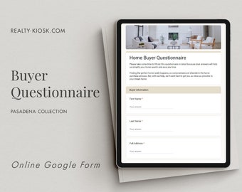 Cuestionario de comprador de vivienda en línea, Plantilla de admisión de comprador, Plantilla de formulario web, Formulario de comprador digital, Formulario de bienes raíces en línea, Marketing de agentes inmobiliarios