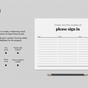 Real Estate Open House Sign in Sheet, Guest Sign in Sheet, Printable ...