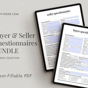 Real Estate Bundle, Buyer and Seller Questionnaire, Buyer Intake Form, Seller Intake Form, Realtor Marketing, Realtor Branding, Fillable PDF