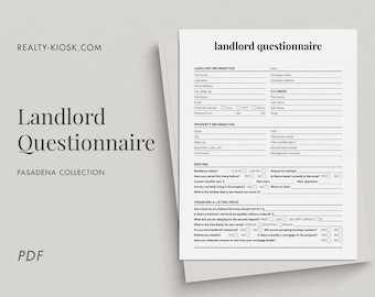 Cuestionario del propietario de bienes raíces, formulario del propietario, hoja de admisión del propietario, consulta del cliente, encuesta de propiedad previa a la lista, realtor PDF